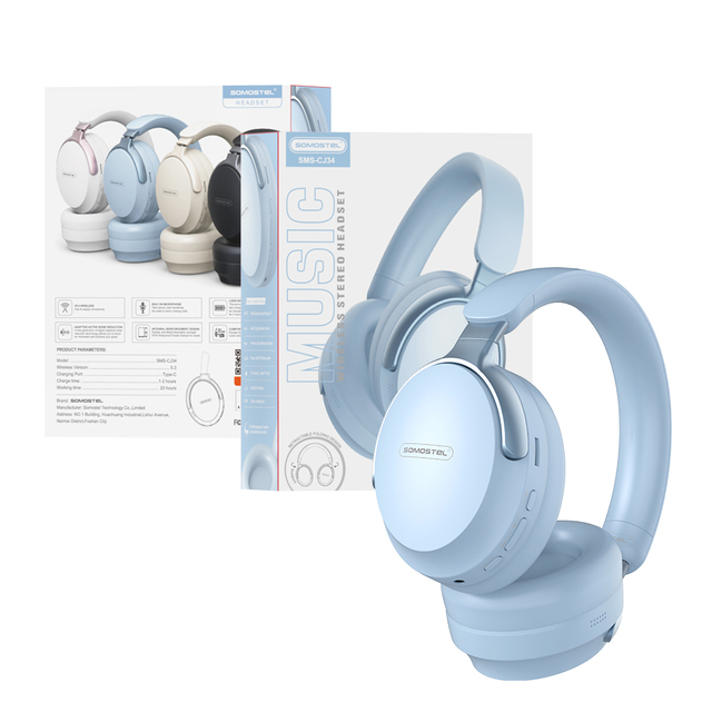 Somostel New Design CJ34 Type C Foldable BT Earphone Gaming Sports Headphone HiFi Wireless Computer Headphones Auriculares