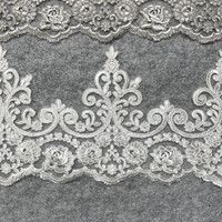 Dentelle Élégante et Écologique 100% Polyester avec Magnifique Broderie de Bordure