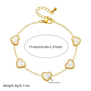 Heart Shape Seashell Jewelry <b>Set</b> Gold Plated Stainless Steel Necklace <b>Bracelet</b> Earrings Women's Everyday Wear Fine Jewelry - Product Image 5