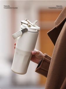 Nuevo Vaso Térmico de Acero Inoxidable 316 de Gran Capacidad, <span class=keywords><strong>Doble</strong></span> Pared, Antiderrames, Portátil, con Revestimiento Cerámico para Café, con Asa - Product Image 6