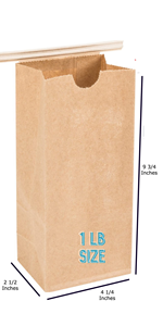 Sacs en papier kraft brun recyclés jetables de 2 LB, 4 LB, 6 LB pour la livraison de repas à emporter en restaurant - Product Image 3