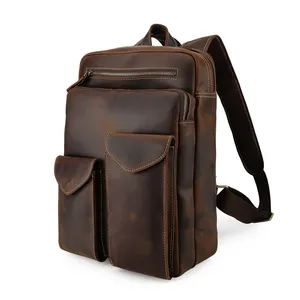 गर्म बेच ड्रॉप शिपिंग विंटेज ब्राउन पागल हार्स चमड़े के बैग बैग यात्रा पुरुषों असली लेदर लैपटॉप बैग के लिए