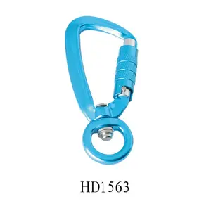 China wholesale custom logo small lock climbing keychain snap hook safety heavy duty metal spring clip hook aluminum carabiner