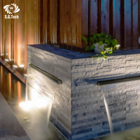 Cascade de piscine en acier inoxydable fontaine ornement de jardin cascade de piscine avec LED
