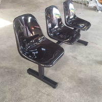 Banc d'attente double avec plateau de rangement central, chaise d'attente publique en plastique rigide, structure de réception en métal robuste