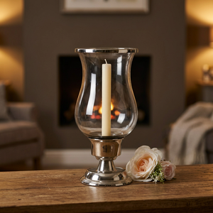 Vintage <b>Silver</b> Ceramic Hurricane Candle Holder Elegant <b>Lantern</b> Design for Home Decor Christmas Ambience for Candle Light Dinner - Product Image 1