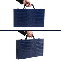 Jeu de backgammon portable haut de gamme, luxueux, personnalisable, en cuir PU texturé crocodile, avec poignée