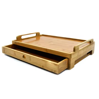 Plateau de service alimentaire rectangulaire en bambou écologique de haute qualité avec tiroir coulissant Accessoires de décoration de cuisine pour table basse