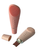 Brosse nettoyante faciale en silicone souple 2-en-1 et appareil exfoliant ultrasonique pour un nettoyage en profondeur des pores et une meilleure absorption des sérums