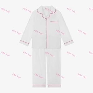 Conjunto <span class=keywords><strong>de</strong></span> Pijamas Blancos <span class=keywords><strong>de</strong></span> Seersucker con Monograma para Bebés, Niños y Niñas, Pijamas Navideños con Botones para Niños, <span class=keywords><strong>Pijama</strong></span> Infantil 2026 - Product Image 2