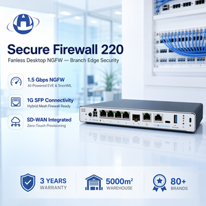 <span class=keywords><strong>Firewall</strong></span> Seguro 220 CSF220-ASA-K9 /TD-K9 de Escritorio Sin Ventilador 1.5Gbps NGFW 4x1GbE 1G SFP Dispositivo de <span class=keywords><strong>Firewall</strong></span> SD-WAN para Oficina Remota - Product Image 1