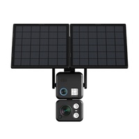 Caméra de surveillance extérieure solaire à trois objectifs et écran multiple avec détection d'alarme et éclairage couleur pour cour et jardin