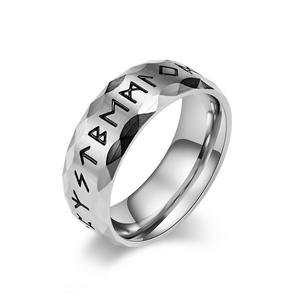 Nordic Viking Script <b>Titanium</b> Steel <b>Ring</b> For <b>Men</b> Runic Symbol Index Finger Everyday Wear Jewelry - Product Image 1