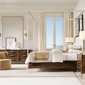 <span class=keywords><strong>Benoit</strong></span> King-Size Marco de cama con cuatro carteles Dosel de tela Cabecero con mechones Marco de acero inoxidable Diseño de muebles de dormitorio de Madera Suave - Product Image 3