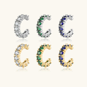 Pendientes de Plata Elegantes FUAMAY <span class=keywords><strong>Sin</strong></span> Perforaciones, Joyería de Plata, Pendientes de Oreja con Diamantes CZ Blancos, Verdes y Azules - Product Image 1