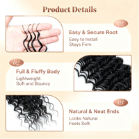 Extensions de cheveux humains bouclés naturels au crochet plume, style bohème
