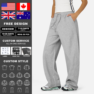 Pantalones Deportivos Holgados Personalizados de Alta Calidad KingSen, Unisex, 100% Algodón, Cintura Media Elástica, Color Gris Jaspeado, Estilo Hip Hop - Product Image 2