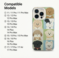 Coque transparente en TPU souple antichoc avec motif de chiot style peinture à l'huile, motif à huit grilles, pour iPhone 17 16 15 14 13 Pro Max