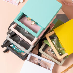 Kotak Perhiasan Berkualitas Tinggi MU, Kemasan Selongsong Kertas, Kotak Kertas Laci, Kotak Hadiah untuk Cincin, Anting, Kalung, Kemasan Kotak Film PE - Product Image 4