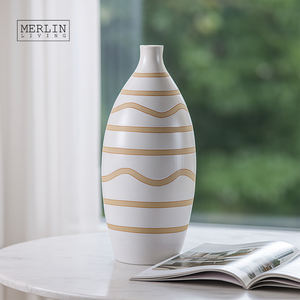 멀린 리빙 럭셔리 홈 데코 테이블 클레이 꽃병 화이트 세라믹 꽃병 큰 꽃병 장식 차오저우 세라믹 공장 도매 OEMODM - Product Image 6