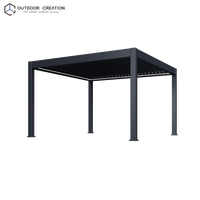Pergola Bioclimatique Autoportante Prestige 4x4m en Aluminium Motorisée Électrique Étanche Écologique Anti-Neige Revêtement Poudré LED