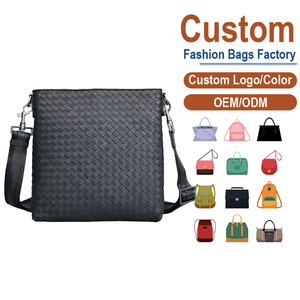 Sac bandoulière en cuir tressé noir pour homme - Cuir véritable, OEM pour les marques recherchant un luxe tactile et une utilité urbaine - Product Image 1