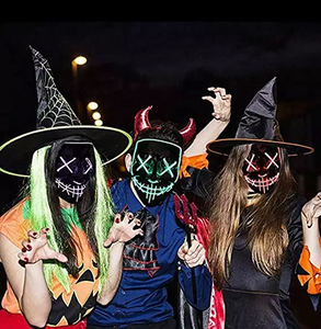 Máscara de Halloween <span class=keywords><strong>2023</strong></span>, Máscara LED Brillante con Letras Negras, Máscaras LED de Halloween - Product Image 2