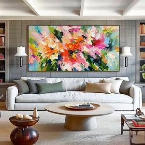 Grande peinture murale abstraite moderne texturée 3D de fleurs colorées, peinte à la main, pour l'endroit au-dessus du lit, paysage pour la maison et la galerie - Product Image 1