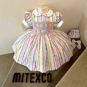 Robes pour bébés filles, smockées, fabriquées au Vietnam, en coton doux, designs personnalisés par MITEXCO, fournisseur de confiance. - Product Image 1