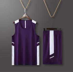 Ensemble de maillots de basket sans manches personnalisés, simple couche, 100 % polyester, séchage rapide, respirant, pour hommes et jeunes, uniforme de sport d'équipe vierge - Product Image 1
