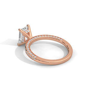 แหวนแต่งงาน/หมั้น สไตล์วินเทจ ดีไซน์หรูหรา ทองคำขาว 10k, ทองคำชมพู 14k ประดับเพชรทรงรัศมีจากแล็บ พร้อมเพชรเม็ดเล็กๆ รอบวง - Product Image 3