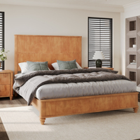Cadre de lit Queen Size en bois massif, finition classique à rainures verticales, sans bavures, artisanat exquis, pour mobilier de chambre