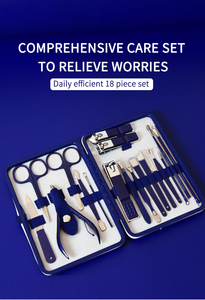 Nouveau <span class=keywords><strong>Kit</strong></span> de Manucure et Pédicure YD 2026 – 18 Pièces en Acier Inoxydable – Coupe-<span class=keywords><strong>Ongles</strong></span> et Outils de Maquillage – Bleu - Product Image 4