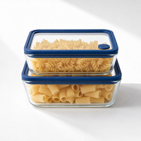 Boîte à lunch en verre borosilicate sans BPA, compatible four, avec couvercle en verre, idéale pour les nouveau-nés et l'utilisation en supermarché