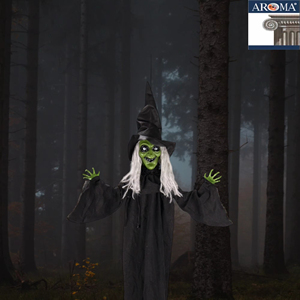 Décoration d'<span class=keywords><strong>Halloween</strong></span> : Sorcière suspendue de 120 cm, visage vert, tête et corps séparés, avec son et mouvement, pour bar et fête - Product Image 1