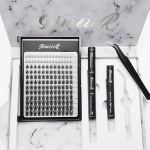 Kit de Extensiones de Pestañas de Pelo Sintético Sin Nudos, Hechas a Mano, en Racimos Individuales, con Adhesivo y Sellador - Product Image 3