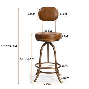 Leather <b>Bar</b> Chair Height <b>Adjustable</b> Metal Frame Modern <b>Bar</b> <b>Stool</b> Industrial Kitchen Counter Seating - Product Image 3