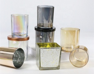 ขวดแก้วใสหลากสีปากกว้างสำหรับเทียนทีไลท์แบบหรูหราสั่งทำพิเศษ ภาชนะใส่เทียนแบบมีประกายรุ้ง - Product Image 2