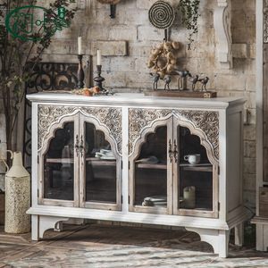 Aparador de madera tallada vintage A1593, mueble de almacenamiento para la sala de estar, decoración del hogar - Product Image 2