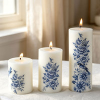 Bougie artisanale en cire de soja de style porcelaine bleue et blanche, forme irrégulière, pour la décoration de la maison, accessoires photo et cadeaux