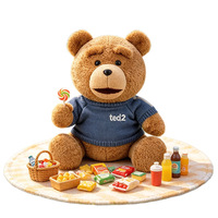 Ours en peluche TED sous licence officielle pour Noël, anti-stress, en polyester et coton PP, poupée unisexe de 2 pouces, cadeau de fêtes
