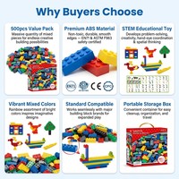 Juego de 500 Bloques de Construcción, Ladrillos Creativos Clásicos, Juguete de Construcción Compatible con Plástico ABS, Regalo Educativo STEM para Niños