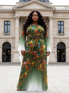 Vestido de Fiesta Maxi Plisado Elegante Miyake con Volantes y Mangas con Volantes, Tallas Grandes, Novedad de Verano 2026, Venta al por Mayor en Línea - Product Image 4