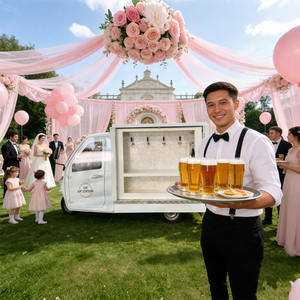 Tricycle <span class=keywords><strong>bar</strong></span> mobile de qualité professionnelle, équipé pour servir de la bière, du vin, du café et des boissons <span class=keywords><strong>non</strong></span> alcoolisées lors de mariages et d'événements publics - Product Image 3