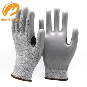 Guantes de seguridad para el trabajo de nivel <span class=keywords><strong>5</strong></span> resistentes a cortes recubiertos de PU HPPE con mejora entre el pulgar y el dedo índice - Product Image 2