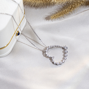 MSN-846 Collar con Colgante de Diamante Cultivado en Laboratorio, Corte Redondo en Forma de Corazón, Oro Blanco de 14K - Product Image 3