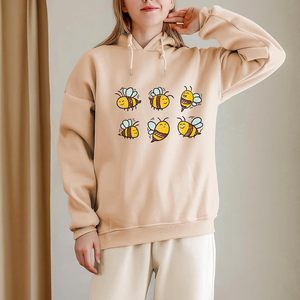 FOXA Cute <b>Bee</b> Hoodie Women's Fleece Sweatshirt Casual Graphic Pullover Animal Pattern Top - Product Image 3