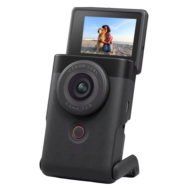 Power Shot V10 Compact 4K Video Vlogging Camera 19mm Wide-Angle Lens Face Detection Built-in Microphone Stand for Live Streaming