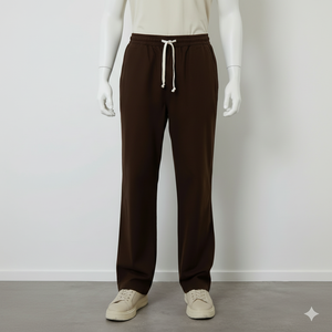 กางเกงผู้ชายแบบทางการมีซิปเอวสูงผ้าคอตตอน/โพลีเอสเตอร์ผสมเอวสูงมีซิปตกแต่งวินเทจแบบกำหนดเองได้น้ำหนักเบาระบายอากาศได้ขากว้าง - Product Image 1