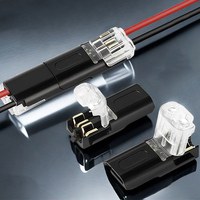 Connecteur double fil à verrouillage rapide, sans soudure, sans dénudage, type perforant, noir transparent, pour alimentation LED, PoE, TCP/IP, réutilisable